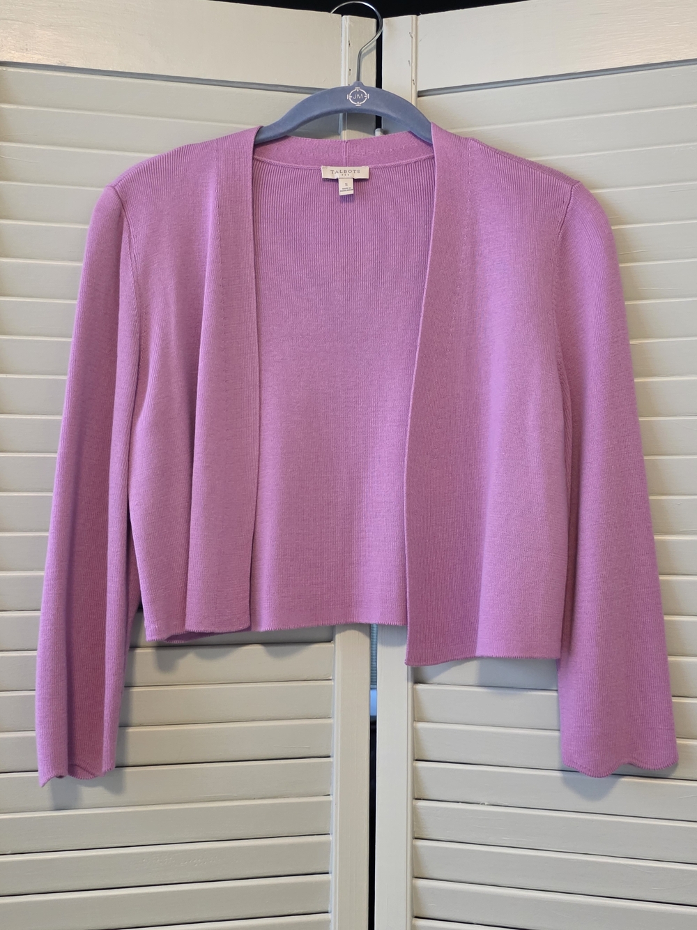 Talbots Lavender-Pink Open-Front Cropped Shrug